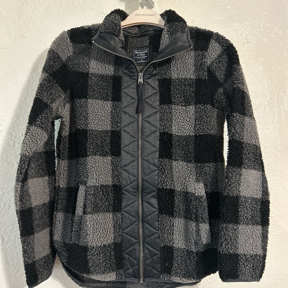 Abercrombie & Fitch Black and Gray Teddy Jacket - Picture 2 of 4